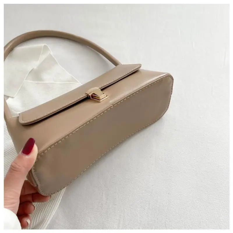 Women's Shoulder Bag Handbag Retro Underarm Bag Fashion Simple Solid Color New Hand Shoulder Bag - Image 4