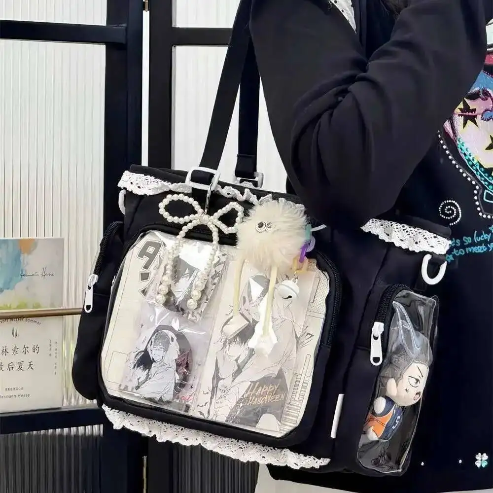New Y2K Cute Japanese Ita Bag Lolita Girl Transparent Shoulder Tote Bag Large Capacity Crossbody Casual Bag DIY Display Handbags - Image 3
